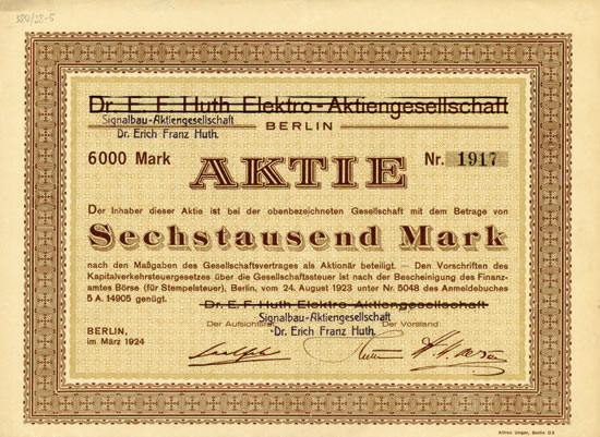Dr. E. F. Huth Elektro-AG (Signalbau-Aktiengesellschaft Dr. Erich Franz Huth)