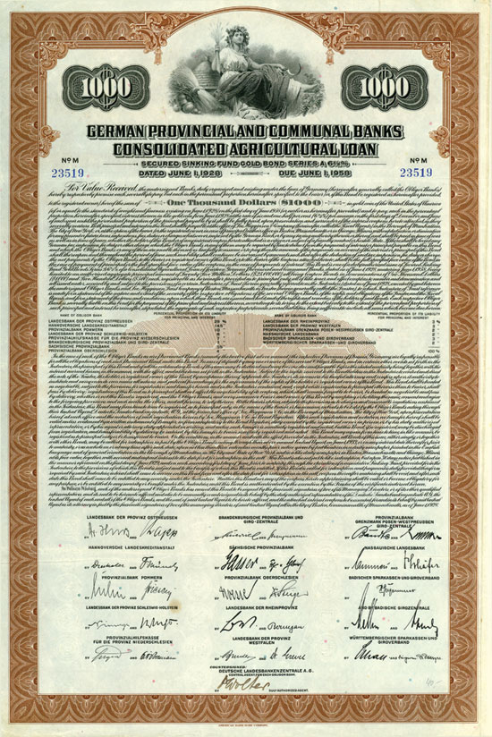 German Provincial and Communal Bank Consolidated Agricultural Loan
