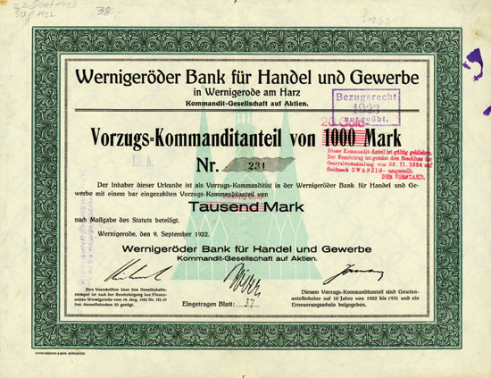 Wernigeröder Bank für Handel und Gewerbe KGaA