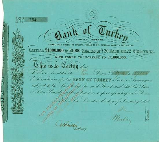 Bank of Turkey, (Société Anonyme)