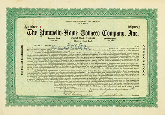 Pumpelly-Howe Tobacco Company, Inc. [2 Stück]