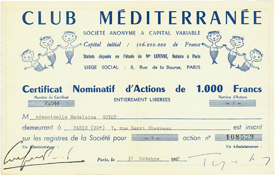 Club Méditerranée Société Anonyme a Capital Variable