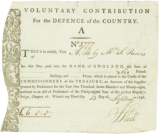 Kingdom of Great Britain - Voluntary Contribution for the Defence of the Country