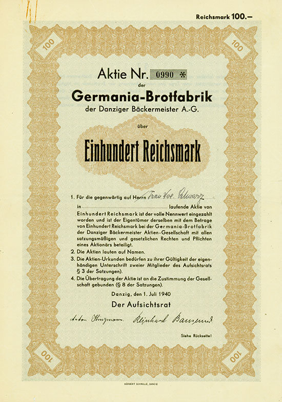 Germania-Brotfabrik der Danziger Bäckermeister A.-G.