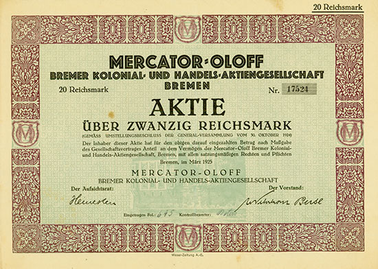 Mercator-Oloff Bremer Kolonial- und Handels-AG [MULTIAUKTION 2]