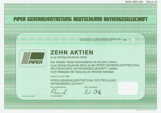 Piper Generalvertretung Deutschland AG