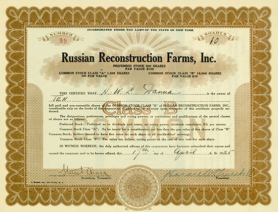 Russian Reconstruction Farms, Inc.