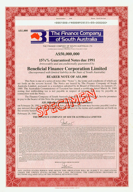Finance Company of South Australia / Beneficial Finance Corporation Limited