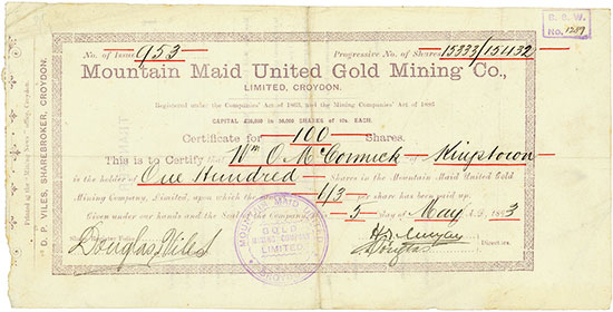 Mountain Maid United Gold Mining Co., Limited, Croydon