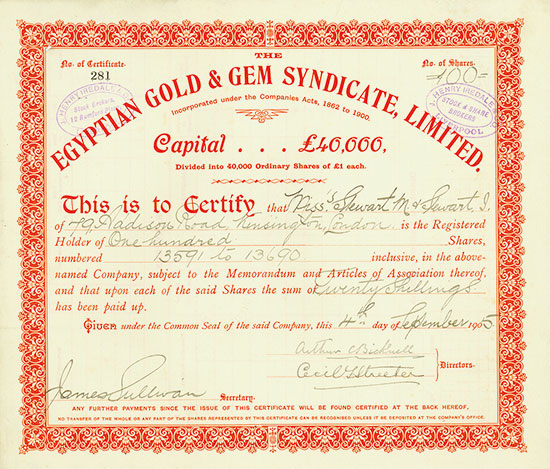 Egyptian Gold & Gem Syndicate, Limited