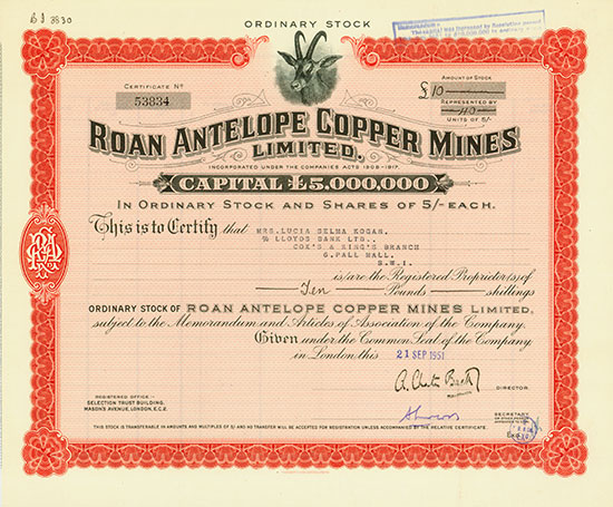 Roan Antelope Copper Mines Limited [5 Stück]