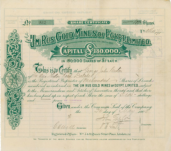 Um Rus Gold Mines of Egypt, Limited