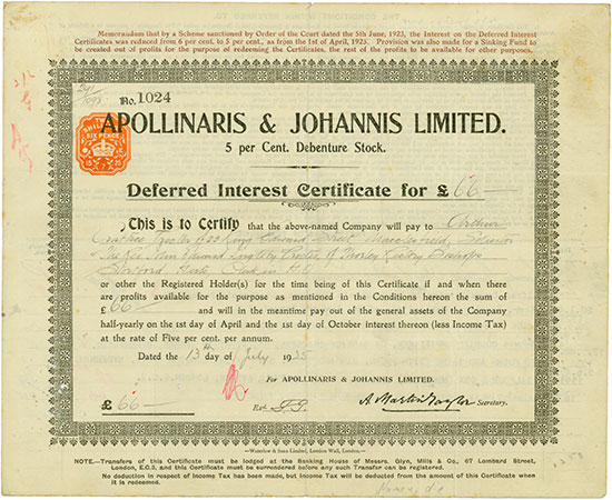 Apollinaris & Johannis, Limited