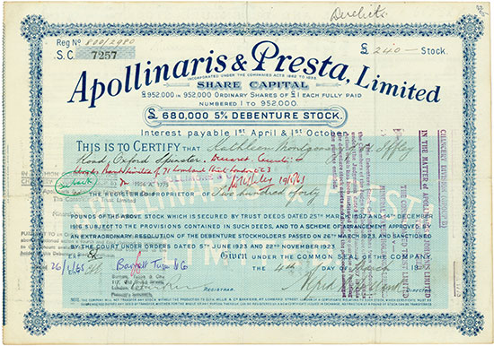 Apollinaris & Presta, Limited