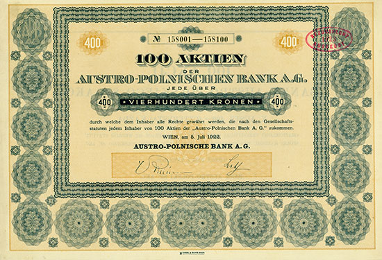 Austro-Polnische Bank AG [3 Stück]
