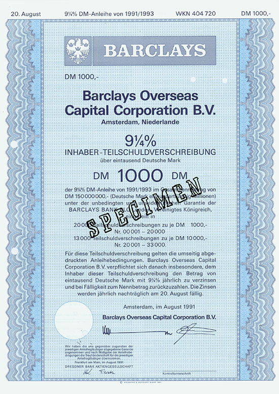 Barclays Overseas Capital Corporation B. V.
