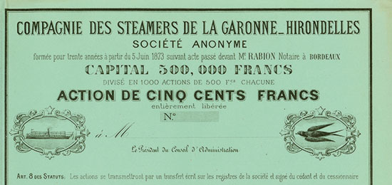 Compagnie des Steamers de la Garonne_Hirondelles Société Anonyme
