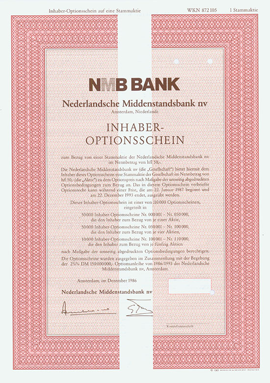 NMB Bank Nederlandsche Middenstandsbank nv [3 Stück]