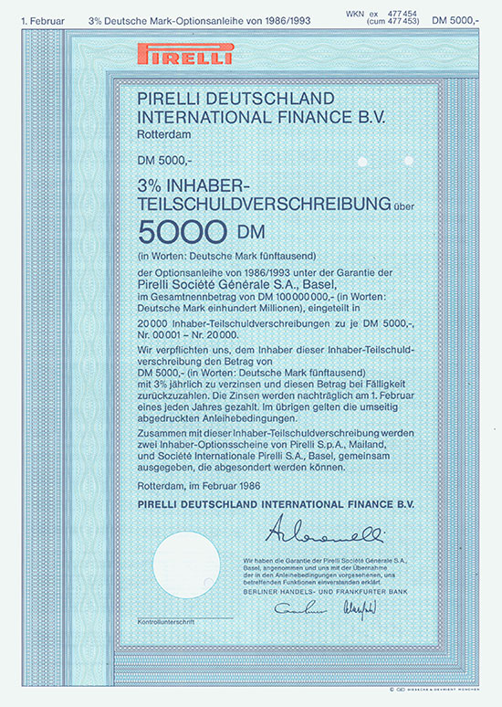 Pirelli Deutschland International Finance B.V.