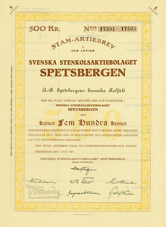 Svenska Stenkolsaktiebolaget Spetsbergen [2 Stück]