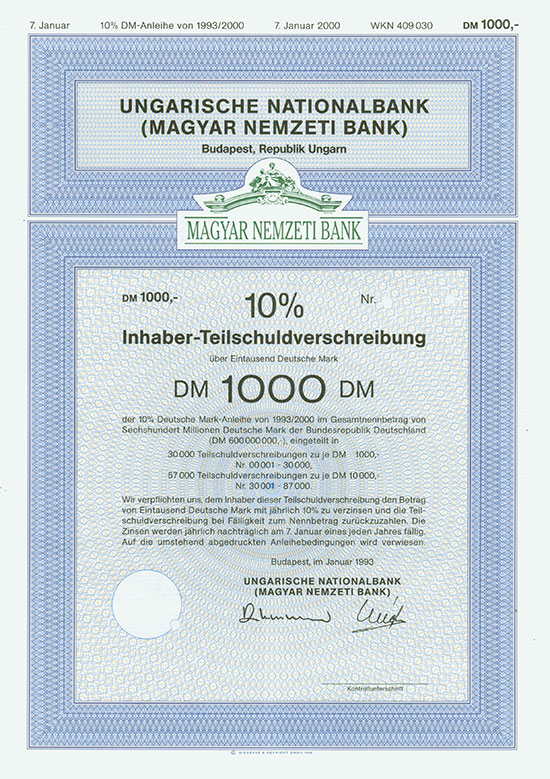 Ungarische Nationalbank (Magyar Nemzeti Bank) [5 Stück]