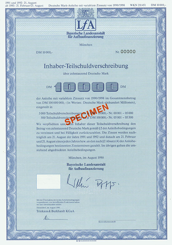 Bayerische Landesanstalt für Aufbaufinanzierung (LfA) / Bayerische LfA Finance N. V. [4 Stück]