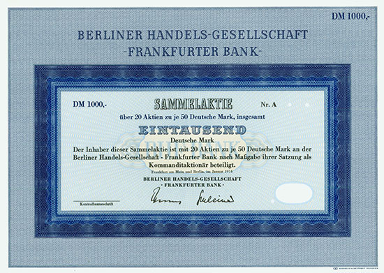 Berliner Handels-Gesellschaft - Frankfurter Bank [2 Stück]