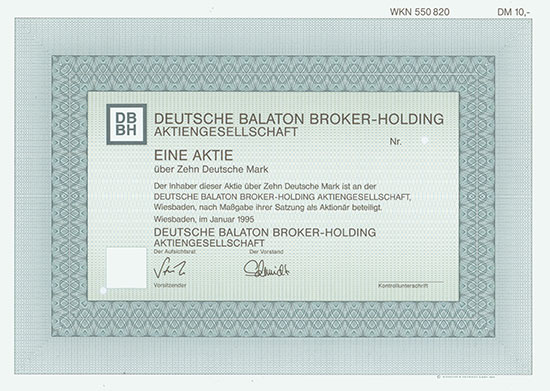 Deutsche Balaton Broker-Holding [3 Stück]