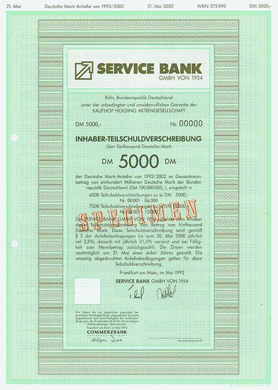 Service Bank GmbH von 1954 [2 Stück]