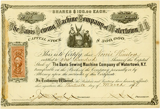 Davis Sewing Machine Company of Watertown, N.Y.