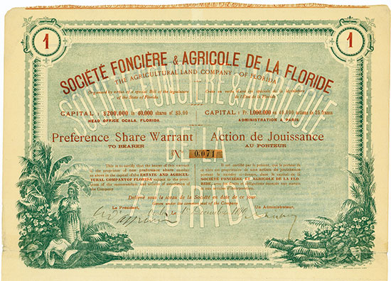 Société Foncière & Agricole de la Floride / Agricultural Land Company of Florida