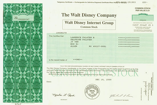 Walt Disney Company - Walt Disney Internet Group Common Stock