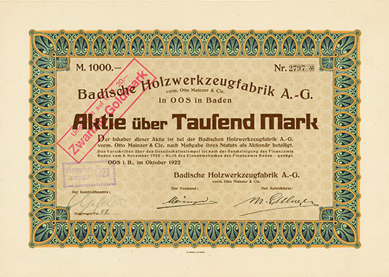 Badische Holzwerkzeugfabrik A.-G. vorm. Otto Mainzer & Cie.