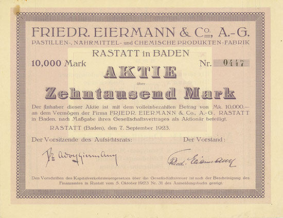 Friedr. Eiermann & Co. AG Pastillen-, Nährmittel- und Chemische Produkten-Fabrik
