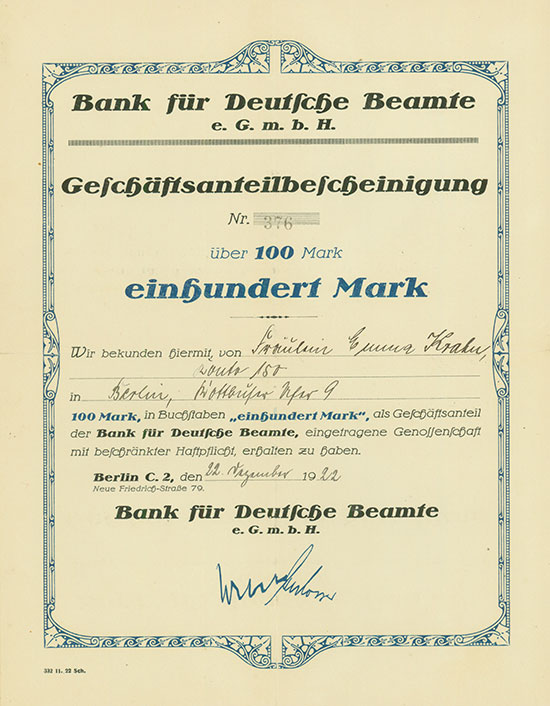 Bank für Deutsche Beamte e.G.m.b.H.