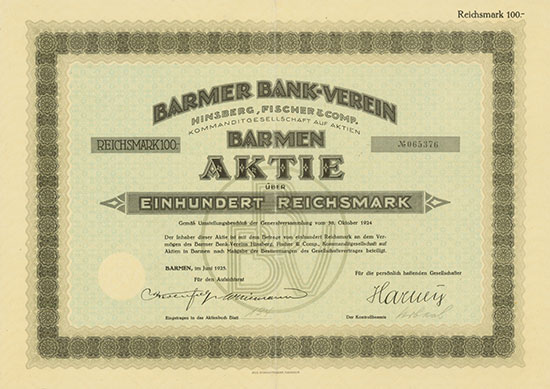 Barmer Bank-Verein Hinsberg, Fischer & Comp. KGaA
