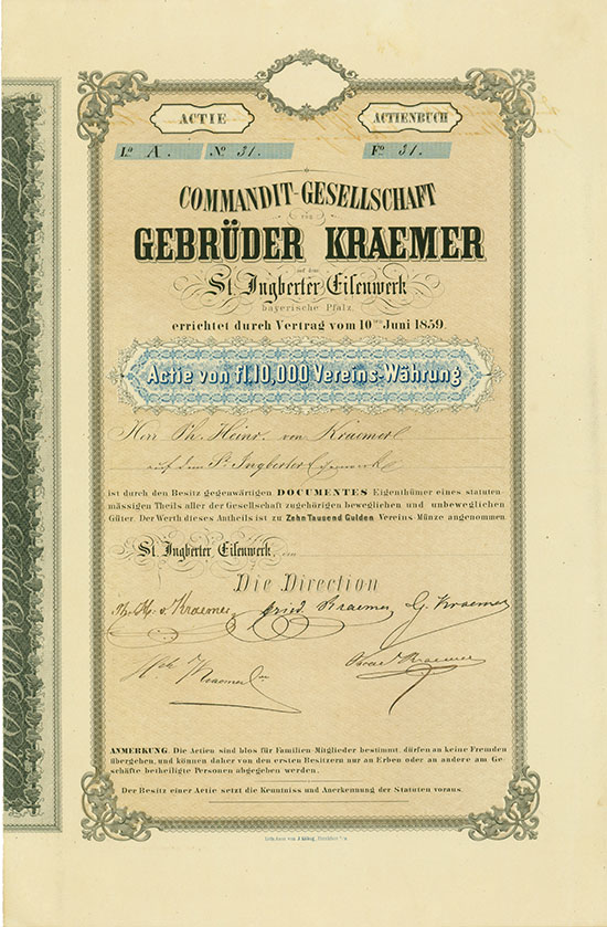 Commandit-Gesellschaft Gebrüder Kraemer St. Ingberter Eisenwerk