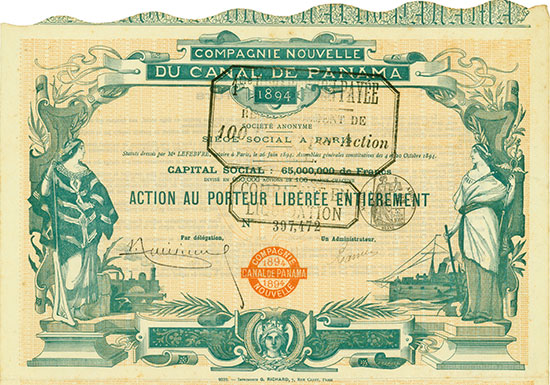 Compagnie Nouvelle du Canal de Panama 1894 Société Anonyme