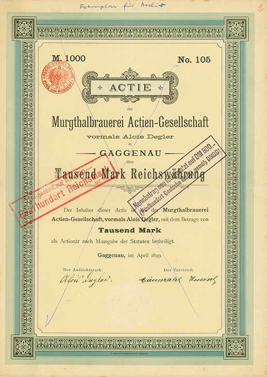 Murgthalbrauerei Actien-Gesellschaft vormals Alois Degler