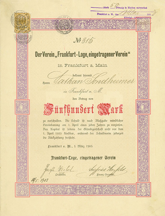 Frankfurt-Loge, eingetragener Verein