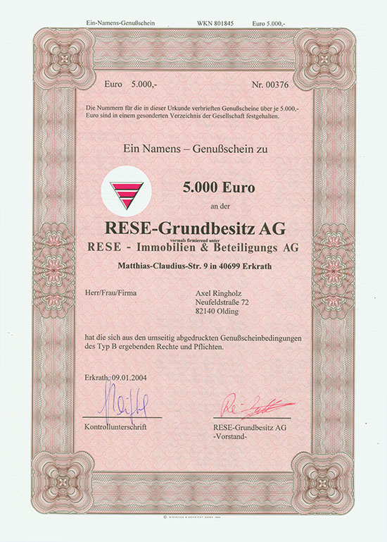 RESE-Grundbesitz AG (vormals RESE - Immobilien & Beteiligungs AG)