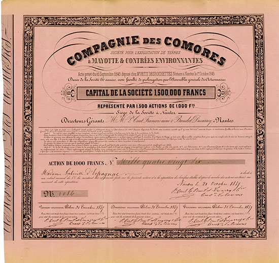 Compagnie des Comores, Société pour l'Exploitation de Terres à Mayotte & Contrées Environnantes