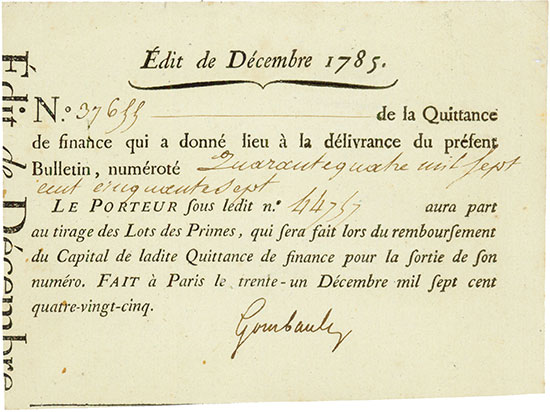 Frankreich - Édit de Décembre 1785