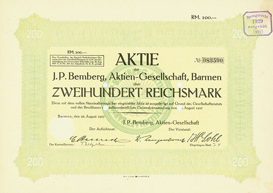 J. P. Bemberg AG [2 Stück]