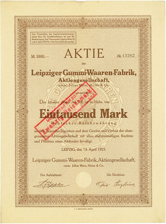Leipziger Gummi-Waaren-Fabrik AG vorm. Julius Marx, Heine & Co. [2 Stück]