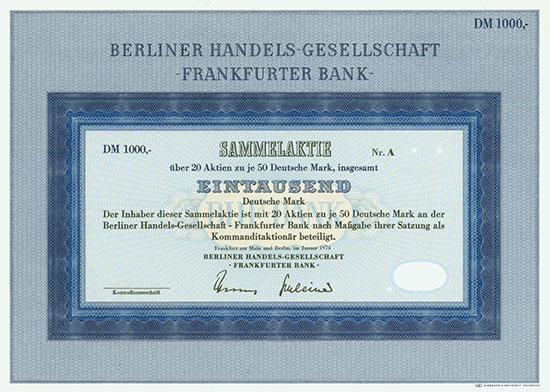 Berliner Handels-Gesellschaft - Frankfurter Bank [3 Stück]