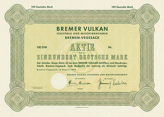 Bremer Vulkan Schiffbau und Maschinenfabrik [2 Stück]
