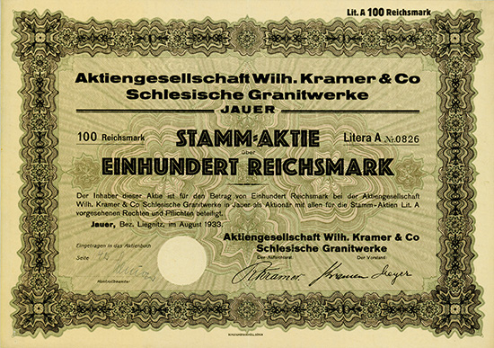 Aktiengesellschaft Wilh. Kramer & Co. Schlesische Granitwerke