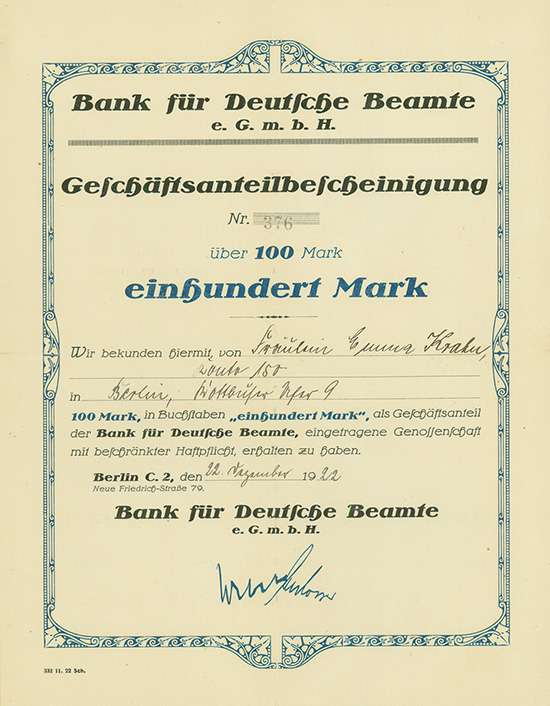 Bank für Deutsche Beamte e.G.m.b.H.