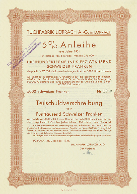 Tuchfabrik Lörrach A.-G.